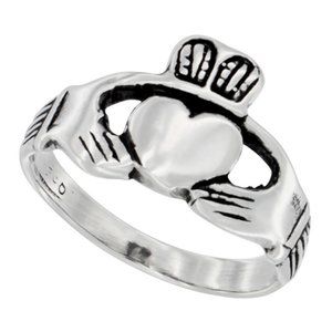 Sterling Silver Claddagh Ring Antiqued finish